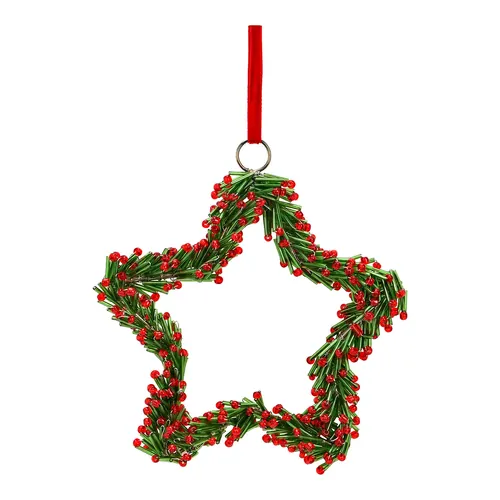 14cm Glass Christmas Star Wreath Hanging Decoration image