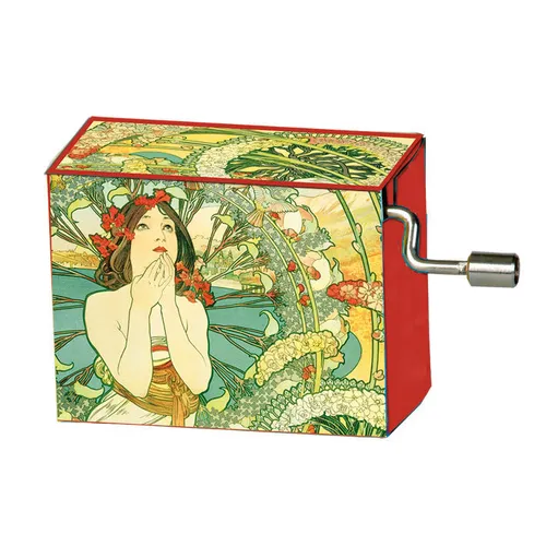 Classic Art Hand Crank Music Box- Monaco Monte Carlo By Alphonse Mucha (Beethoven- Fur Elise) image