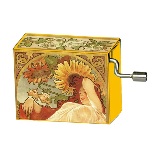 Classic Art Hand Crank Music Box- Summer 1987 By Alphonse Mucha (Vivaldi- Spring) image