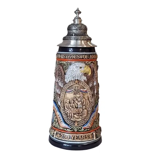 250th Anniversary Of The United States Of America Multi-Coloured Beer Stein With Baroque Pewter Lid 1.2L By KING image
