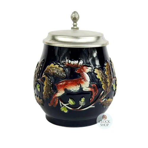 Blue Hand Painted Hunter Beer Stein With Flat Pewter Lid 0.5L By KING image