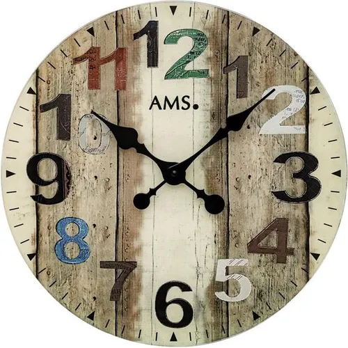 40cm Brown & Multi Coloured Round Wall Clock By AMS image
