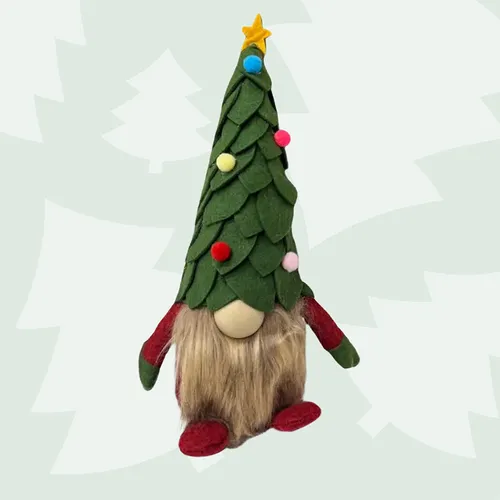 Ollie Ornamental | Gnome With Christmas Tree Hat image