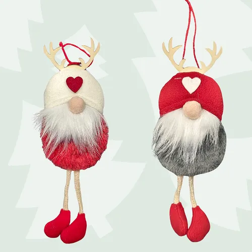 The Woodland Reindeer Duo | 14cm Reindeer Gnome Hanging Decoration | Assorted Designs image