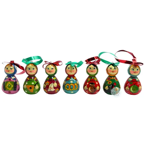 Russian Dolls Hanging Decoration- Red & Green 6cm (Set of 7) image