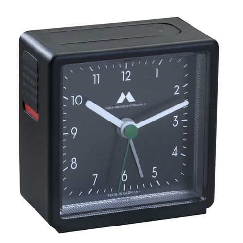 6.4cm Silent Analogue Alarm Clock With Black Case & Black Dial By UTS image