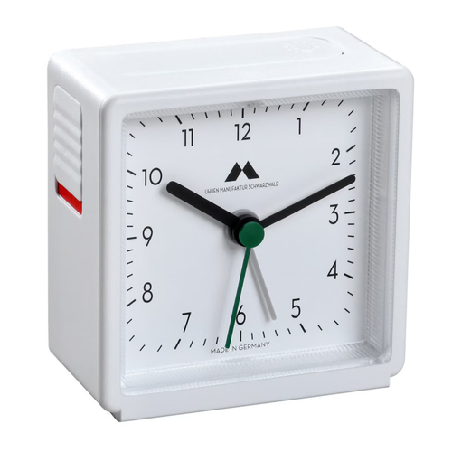 6.4cm Silent Analogue Alarm Clock With White Case & White Dial By UTS image