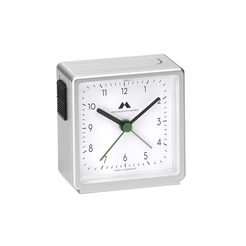6.4cm Silent Analogue Alarm Clock With Metallic Silver Case & White Dial By UTS image
