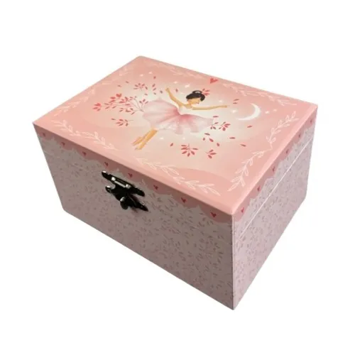 Pink Ballerina Musical Jewellery Box With Flowers (Tchaikovsky-Swan Lake) image