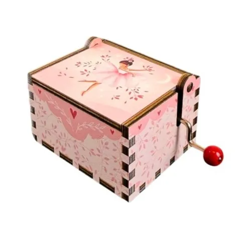Pink Wooden Hand Crank Music Box- Ballerina (Case Only) image