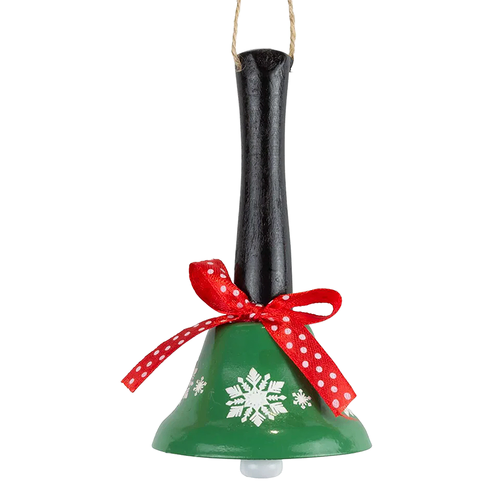 12cm Metal Christmas Bell Hanging Decoration- Green