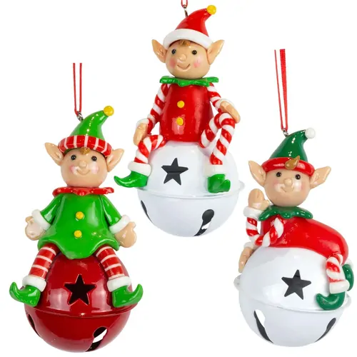 10cm Christmas Bell Elf Figurine Hanging Decoration- Assorted Designs image
