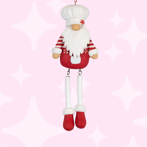 16cm Red & White Chef Gnome Hanging Decoration - Boy