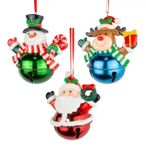 9cm Christmas Figurine On Coloured Bell- Assorted Designs image