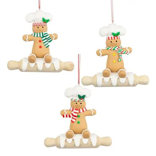 13cm Gingerbread Man On Rolling Pin- Assorted Designs image