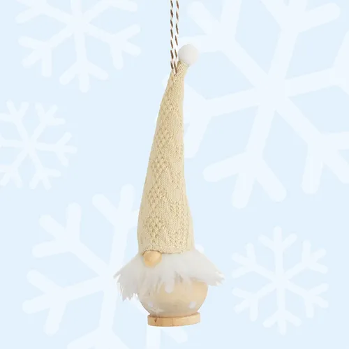 Hanging Felt Gnome With Cream Hat 17cm