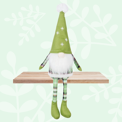 44cm Green Tartan Christmas Gnome Shelf Sitter image