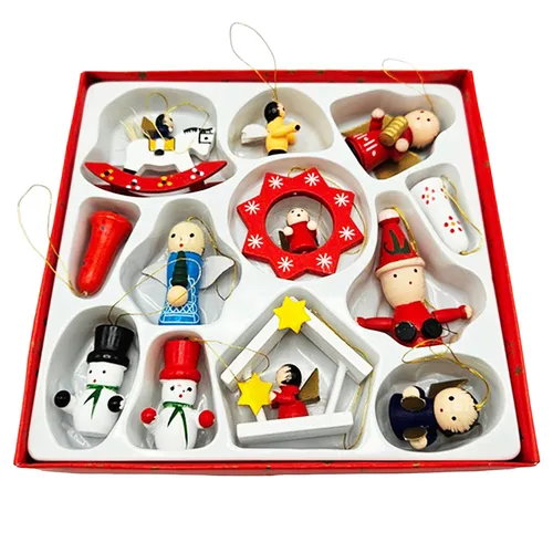 Wooden Christmas Hanging Ornaments (Set Of 12) image