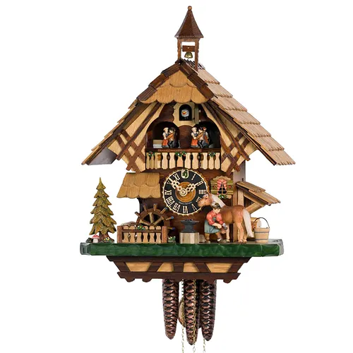 Farrier & Water Wheel 1 Day Mechanical Chalet Cuckoo Clock With Dancers 40cm By HÖNES image
