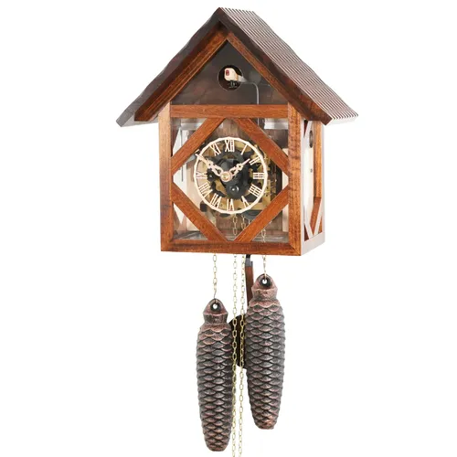 Wooden House With Plexi Glass 8 Day Mechanical Chalet Cuckoo Clock 27cm By ENGSTLER image