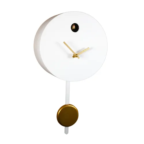 White Round Modern Battery Cuckoo Clock 19cm By ENGSTLER image