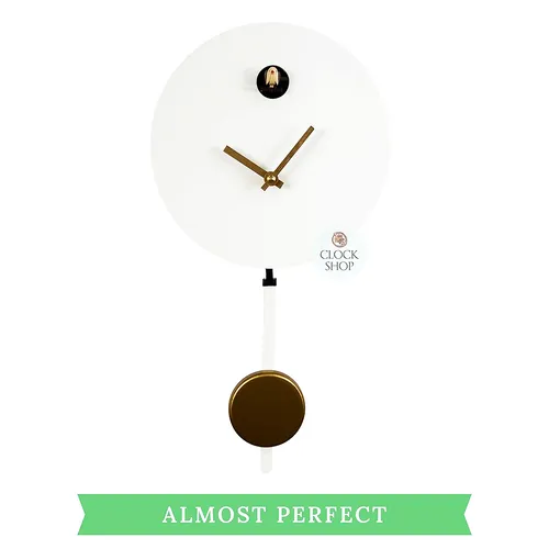 White Round Modern Battery Cuckoo Clock 19cm By ENGSTLER (Hairline Crack) image