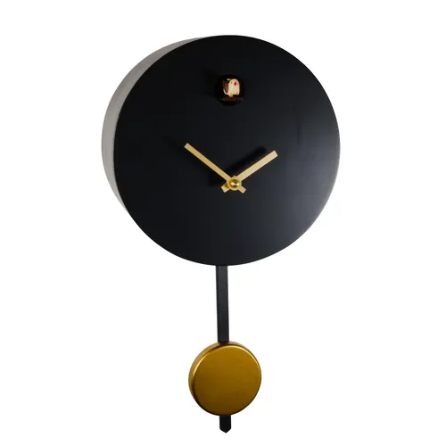 Black Round Modern Battery Cuckoo Clock 19cm By ENGSTLER image
