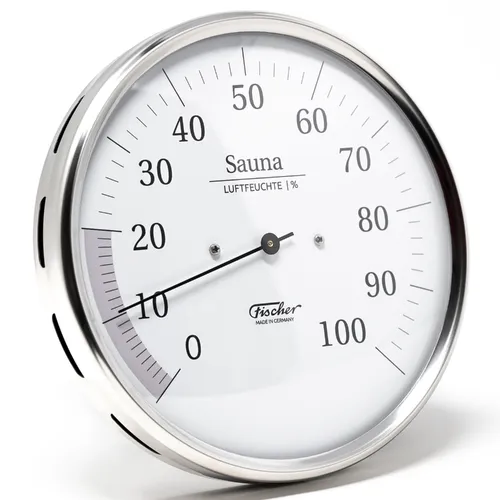 16cm Chrome Sauna Series Hair Hygrometer By FISCHER image