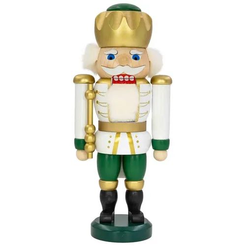 25cm Green Gold & White King Nutcracker By Seiffener image