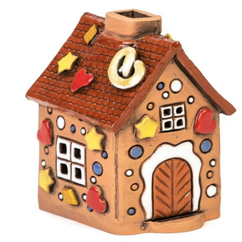 9.5cm Ceramic Gingerbread House German Incense Burner image