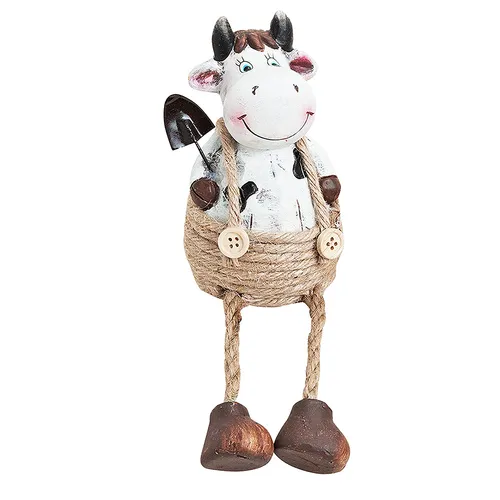 18cm Cow With Shovel Shelf Sitter