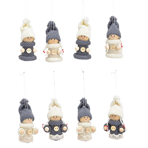 7cm Textile Winter Christmas Figurine Hanging Decoration- Assorted Designs image