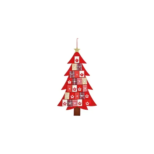 107cm Red Fabric Christmas Tree Hanging Advent Calendar image