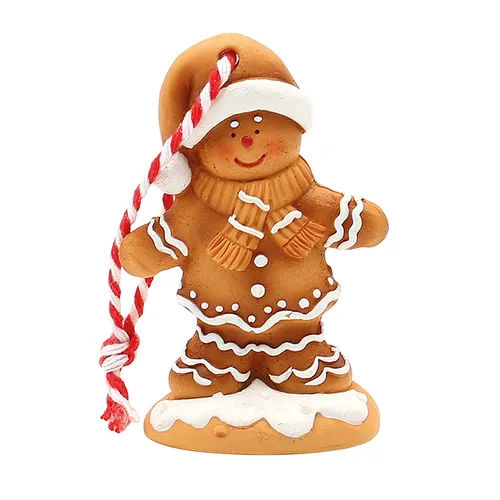 8cm Gingerbread Man Hanging Decoration With Brown Scarf