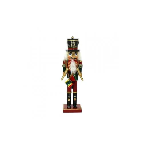 25cm Red & Green Drummer Nutcracker image