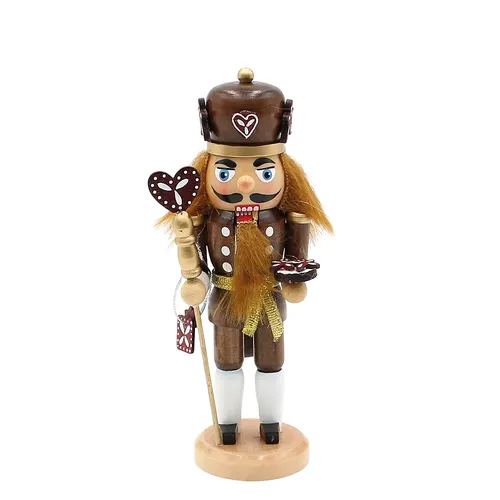 10cm Brown Wooden Gingerbread Nutcracker image