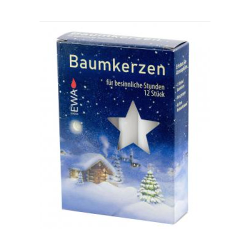 Box Of 12 White Tree Candles (15mm Diameter) image