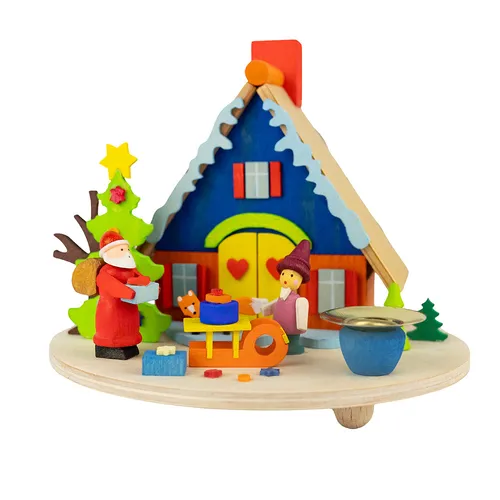 10.8cm Santa Claus & House German Incense Burner With Candle Holder By Graupner image