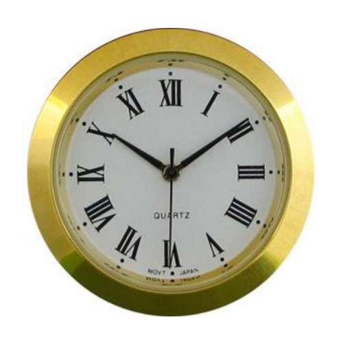 3.65cm Gold Clock Insert With White Dial & Roman Numerals image