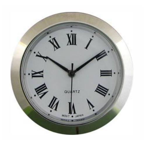 3.65cm Silver Clock Insert With White Dial & Roman Numerals image