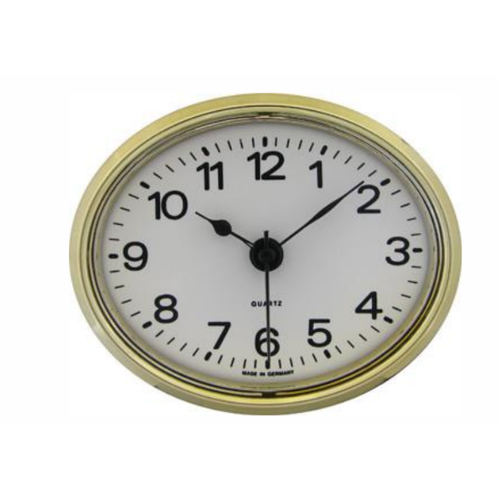 6.6cm x 8.8cm Gold Oval Clock Insert With White Dial & Arabic Numerals image
