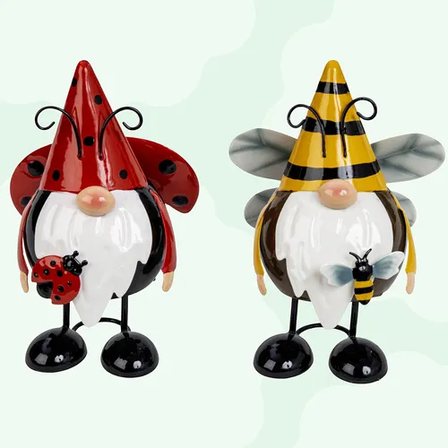18cm Metal Garden Insect Gnome - Ladybug