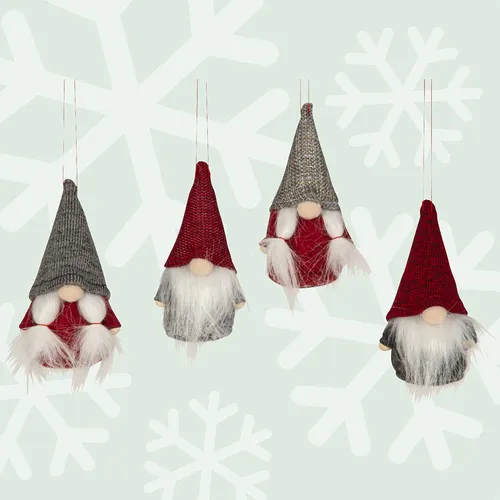 10cm Fabric Christmas Gnome Hanging Decoration- Assorted Designs image