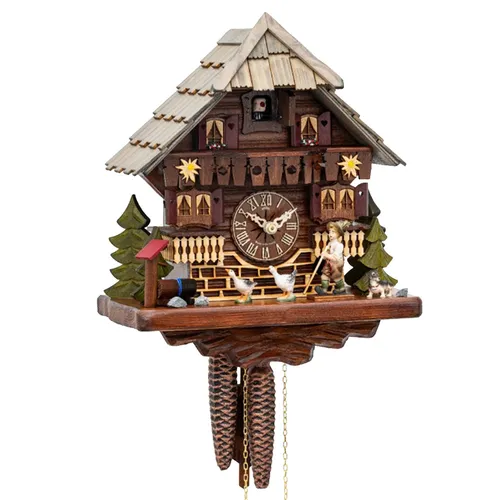Shepherd Boy & Geese 1 Day Mechanical Chalet Cuckoo Clock 31cm By HEKAS image