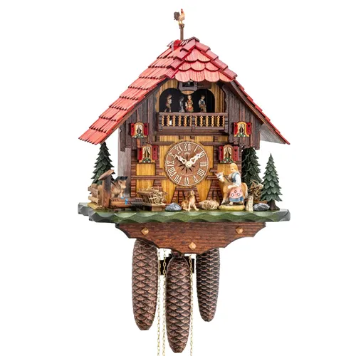 Girl & Horse 8 Day Mechanical Chalet Cuckoo Clock With Dancers 42cm By HEKAS image
