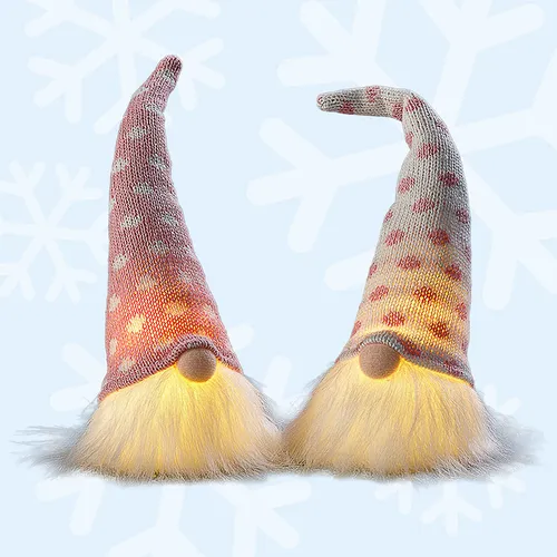 23cm Pink & White LED Gnome Decoration | Assorted Designs image