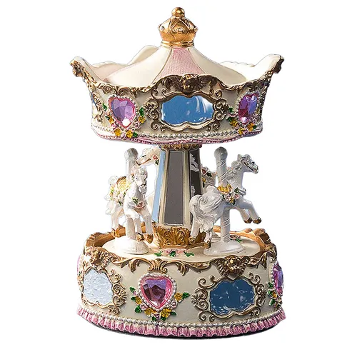 Ornate Horse Carousel Music Box (Strauss- Emperor Waltz) image