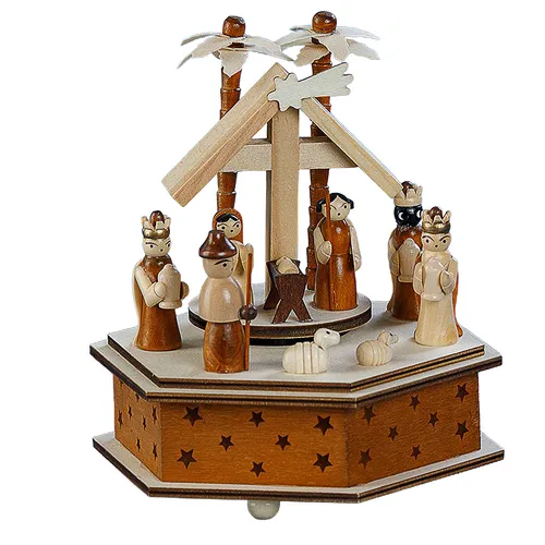 16.5cm Nativity Wooden Music Box (Silent Night) image