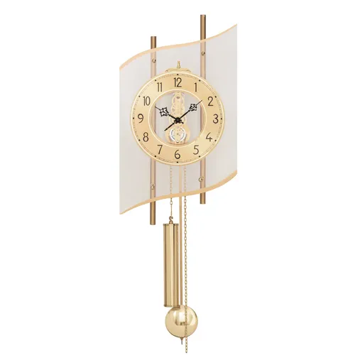 25cm Polished Brass 8 Day Mechanical Wall Clock With Curved Glass Dial & Bell Strike By AMS image