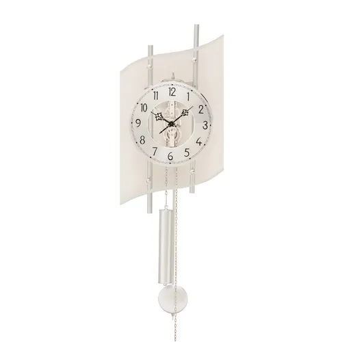 25cm Polished Silver 8 Day Mechanical Wall Clock With Curved Glass Dial & Bell Strike By AMS image